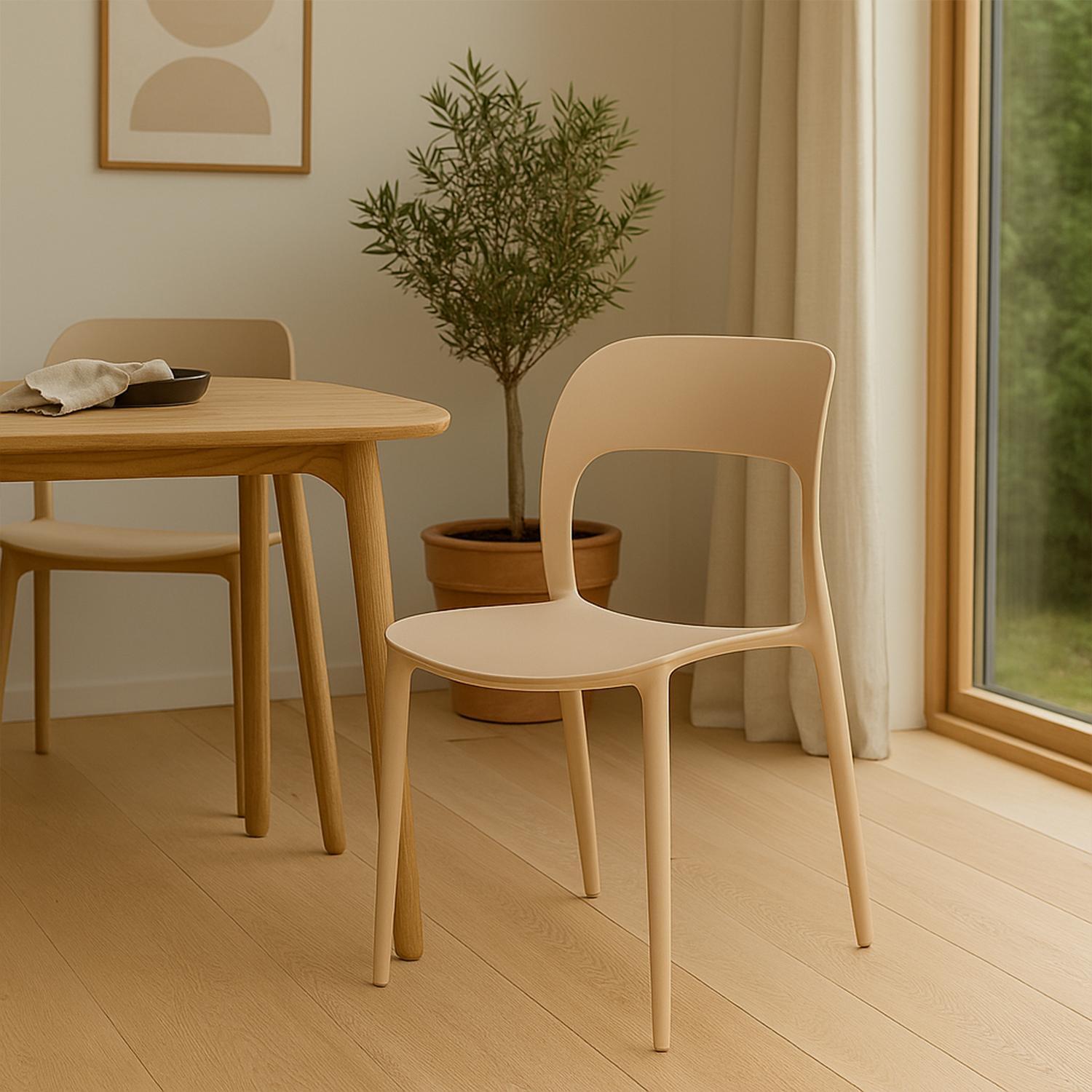 SILLA PLASTICO APILABLE DECO NUREMBERG BEIGE ESCANDINAVIA - 2