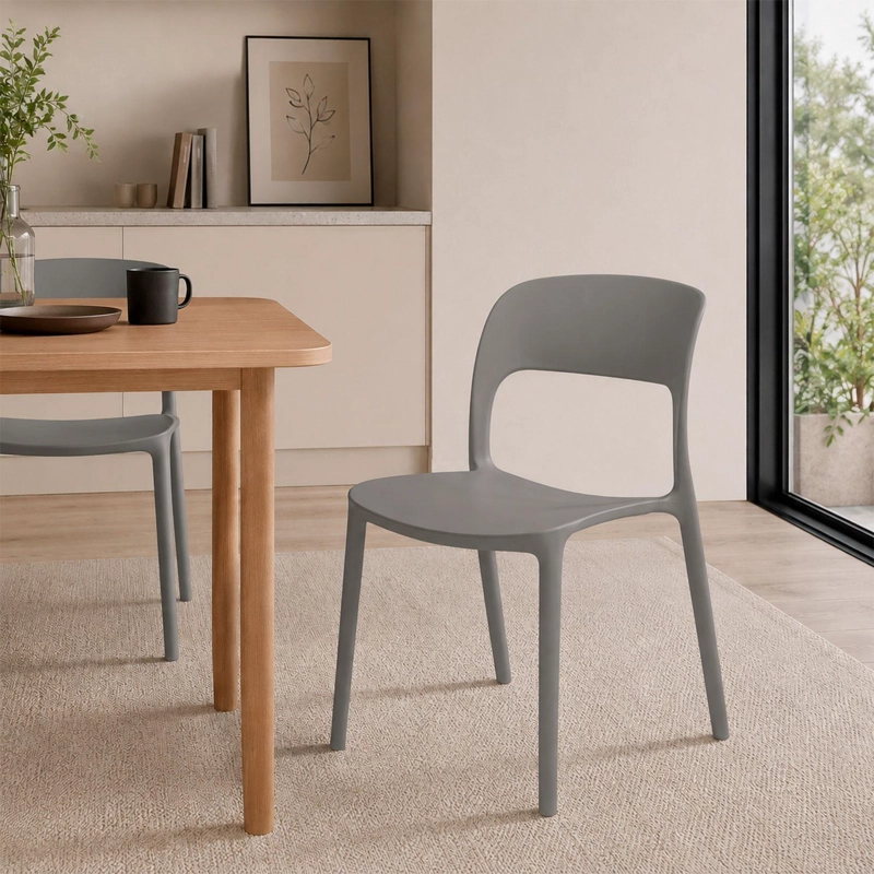 SILLA PLASTICO APILABLE DECO NUREMBERG GRIS ESCANDINAVIA - 2
