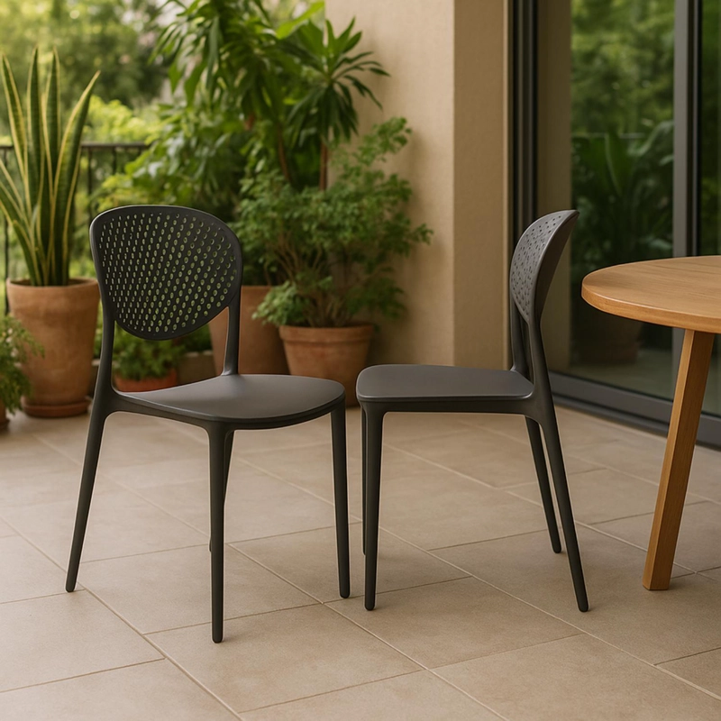 SILLA PLASTICO APILABLE DECO HAMBURG NEGRA ESCANDINAVIA - 7