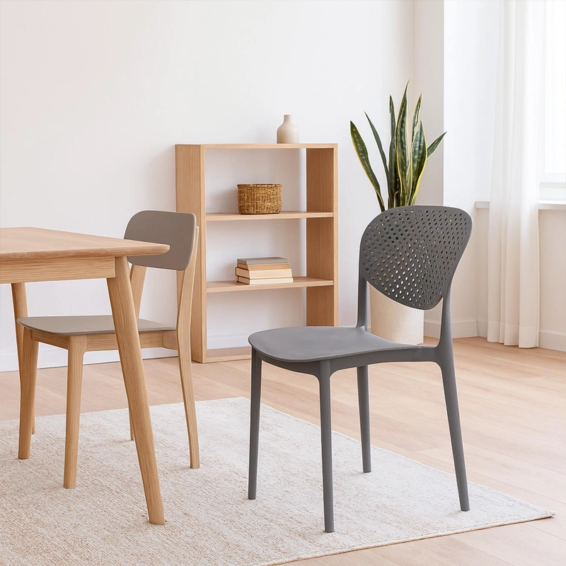 SILLA PLASTICO APILABLE DECO HAMBURG GRIS ESCANDINAVIA - 7