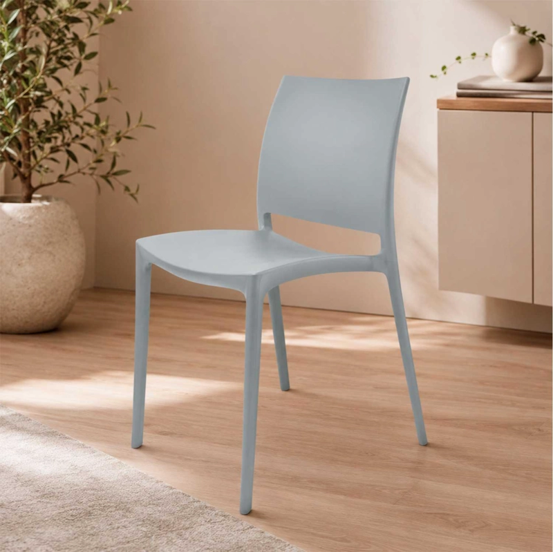 SILLA PLASTICO APILABLE DECO DRESDEN GRIS ESCANDINAVIA - 2