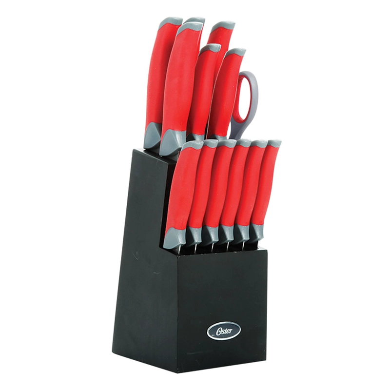 OSTER SET DE CUCHILLOS LINDBERGH ACERO 14 PIEZAS INOX ROJO - 1
