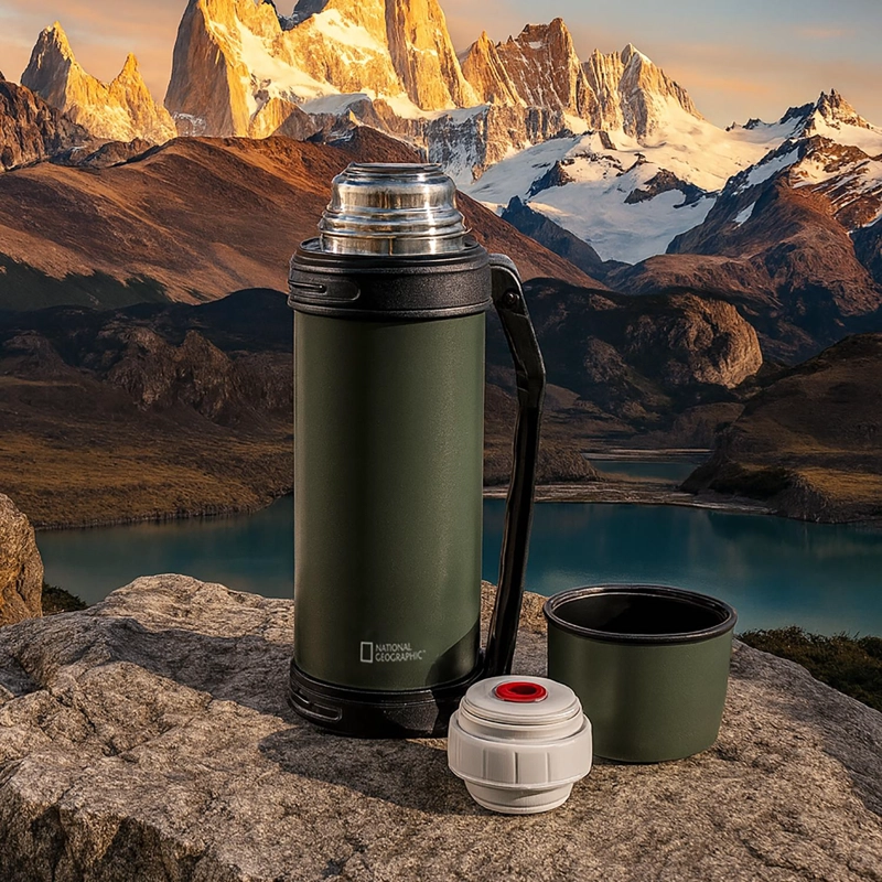 TERMO AGUA ACERO INOX MANGO MOVIBLE TAPA STOPPER 1.8L VERDE - 8