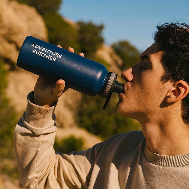 BOTELLA METALICA TE RMICA INSULADA 1LT AZUL NAT GEO - 8