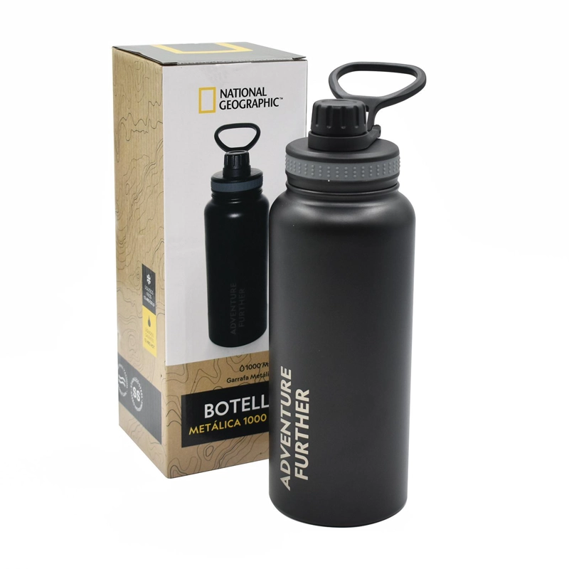 BOTELLA METALICA TE RMICA INSULADA 1LT NEGRO NAT GEO - 1