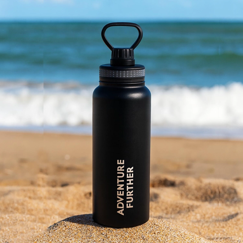 BOTELLA METALICA TE RMICA INSULADA 1LT NEGRO NAT GEO - 2