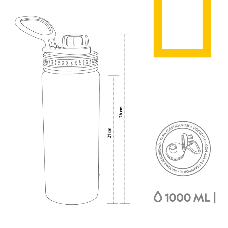 BOTELLA METALICA TE RMICA INSULADA 1LT VERDE NAT GEO - 5