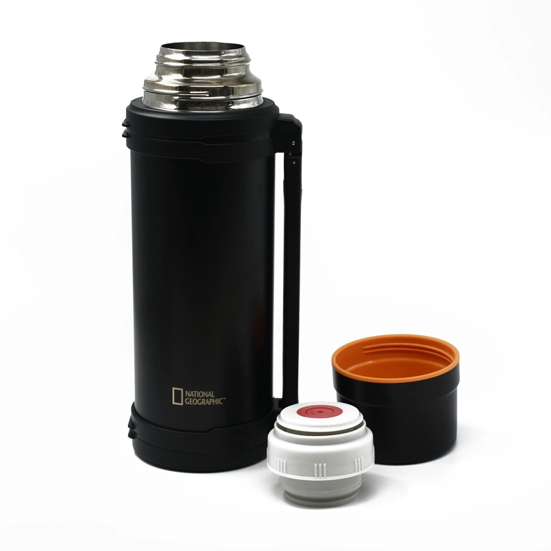 TERMO AGUA ACERO INOX MANGO MOVIBLE TAPA STOPPER 1.8L NEGRO - 2