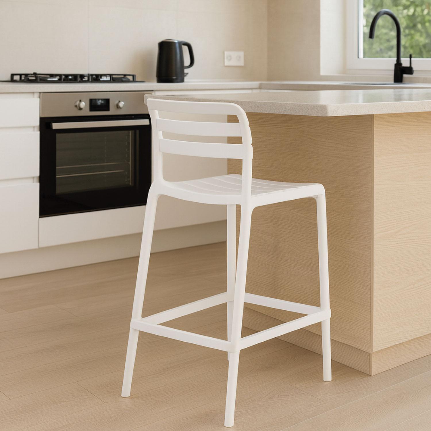 PISO TABURETE SILLA ALTA BAR COCINA GALT 65CM BLANCO - 2