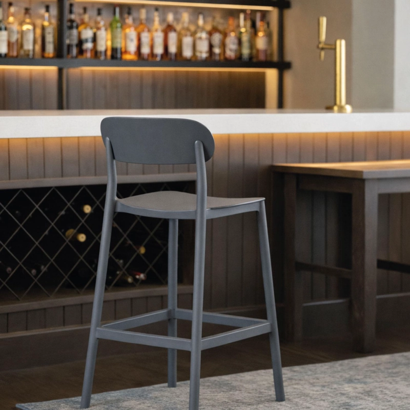 PISO TABURETE SILLA ALTA BAR COCINA NILS 75CM GRIS OSCURO - 2
