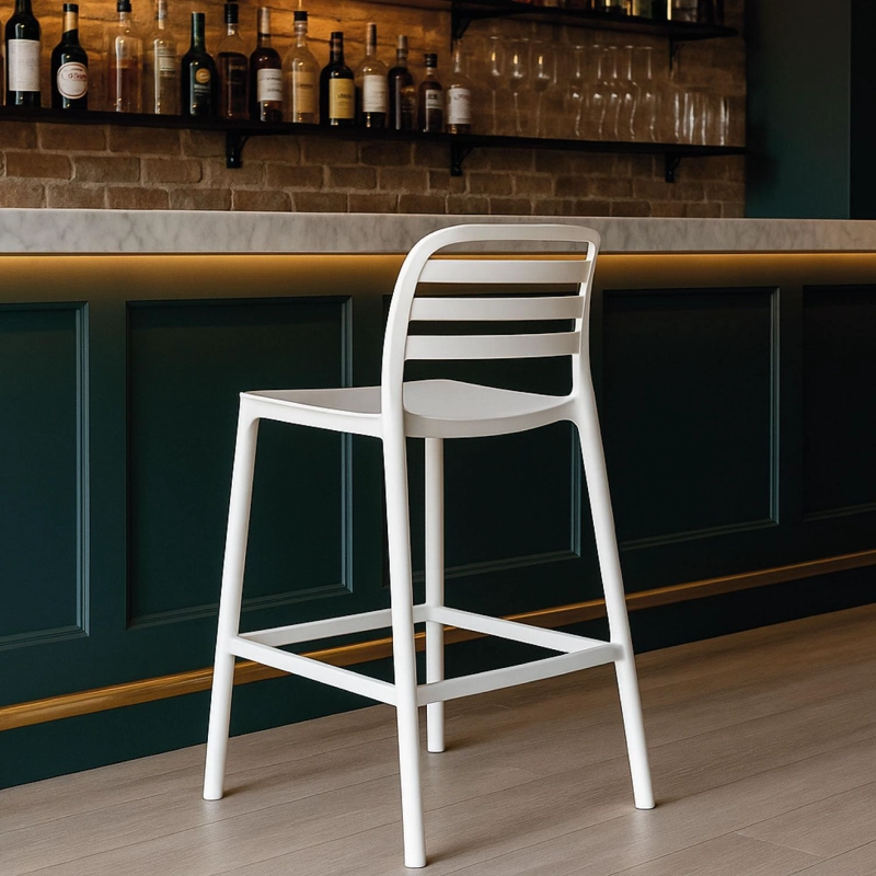 PISO TABURETE SILLA ALTA BAR COCINA RAGNAR 75CM BLANCA - 2