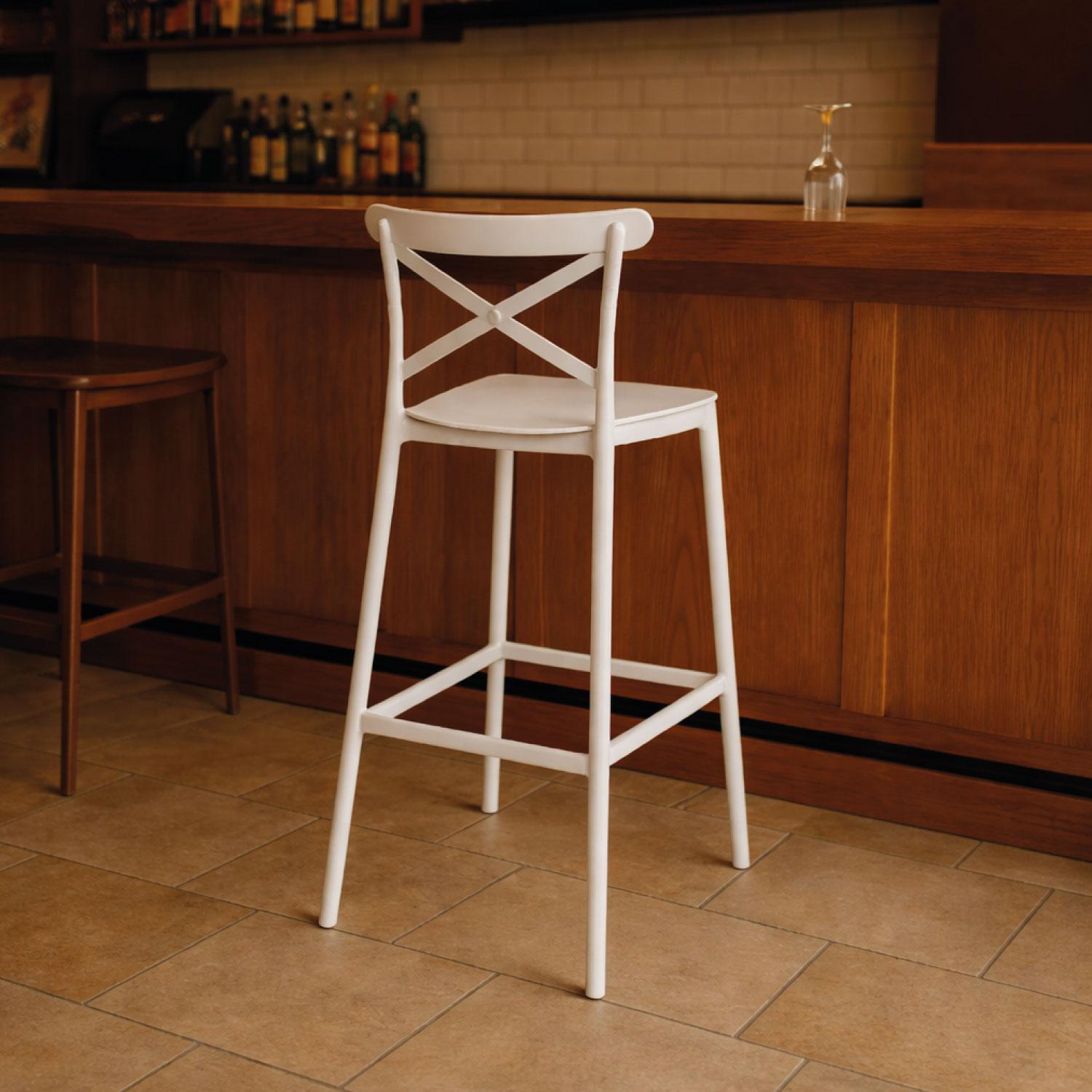 PISO TABURETE SILLA ALTA BAR COCINA DANESSA 75CM BLANCA - 2