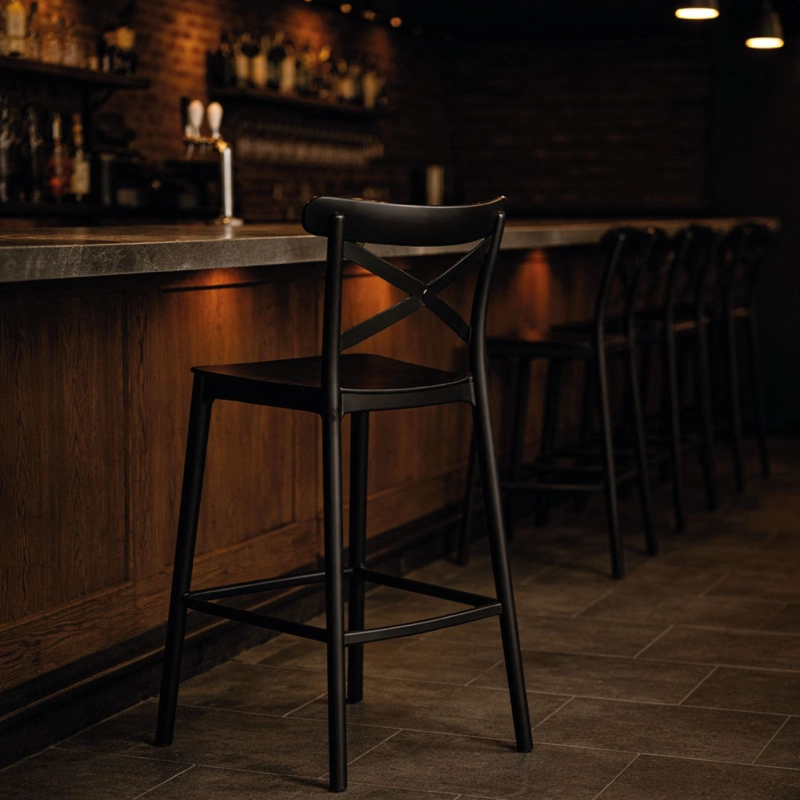 PISO TABURETE SILLA ALTA BAR COCINA DANESSA 75CM NEGRA - 2