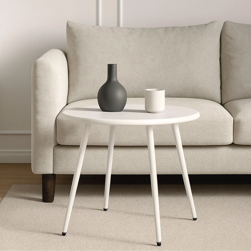 MESA DE CENTRO REDONDA NORDICA BLANCA 51X45 ESCANDINAVIA - 2