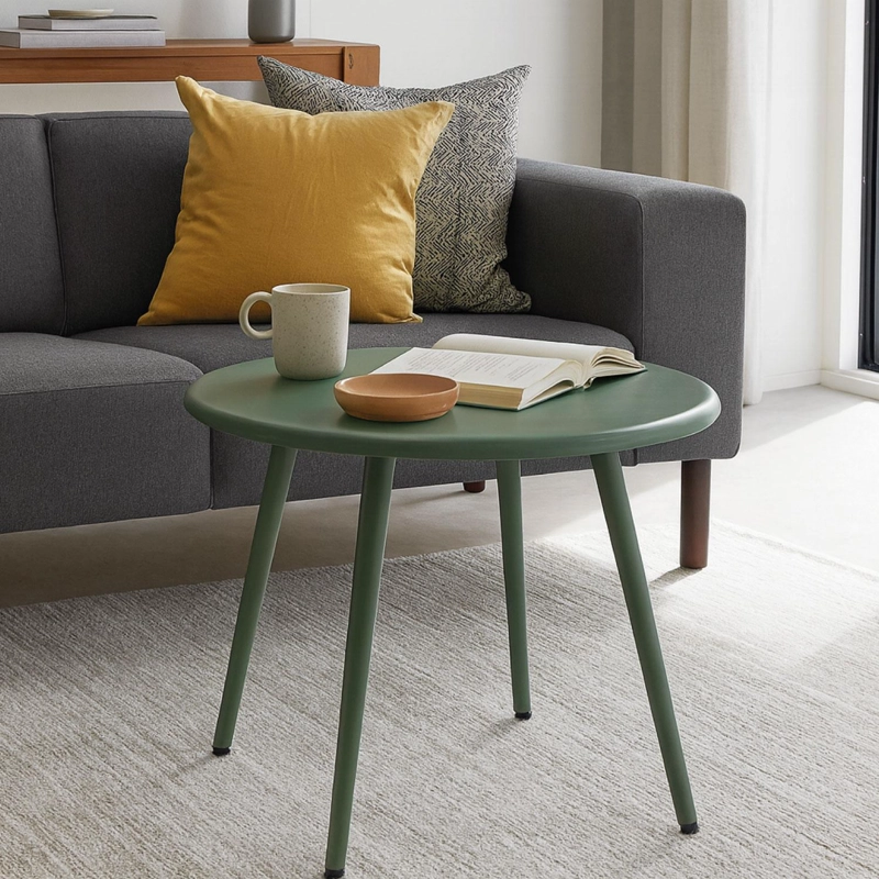 MESA DE CENTRO REDONDA NORDICA VERDE 51X45 ESCANDINAVIA - 2