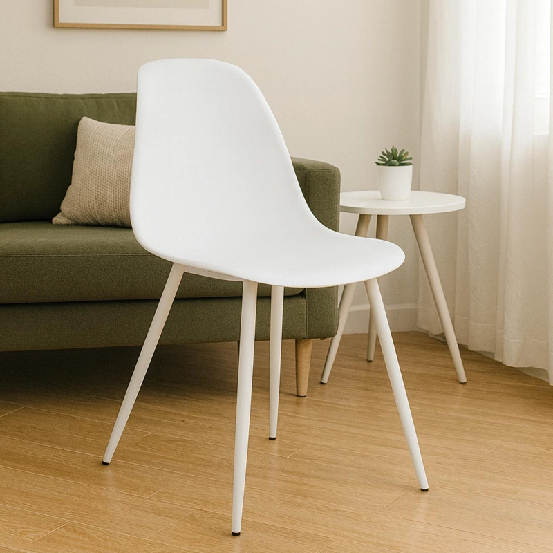 SILLA DECO PLASTICO PATAS METALICAS IGOR 45*53*83 BLANCA - 2