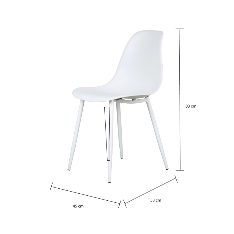 SILLA DECO PLASTICO PATAS METALICAS IGOR 45*53*83 BLANCA - 3