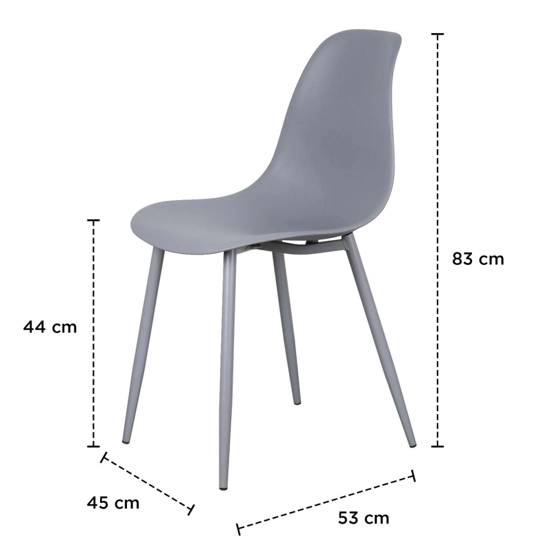 SILLA DECO PLASTICO PATAS METALICAS IGOR 45*53*83 GRIS - 2