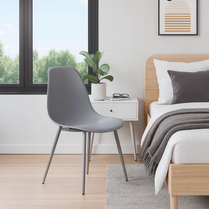 SILLA DECO PLASTICO PATAS METALICAS IGOR 45*53*83 GRIS - 8