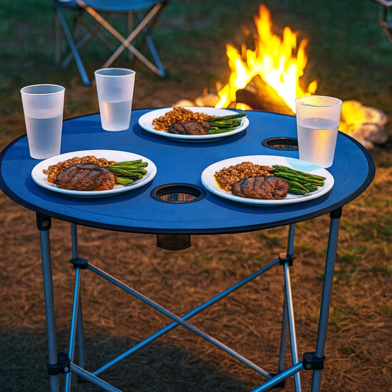 MESA PLEGABLE CAMPING SERENGETI CON POSAVASOS AZUL NAT GEO - 2