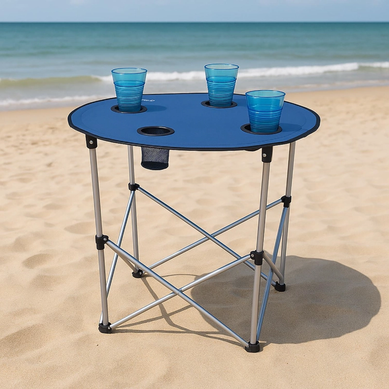 MESA PLEGABLE CAMPING SERENGETI CON POSAVASOS AZUL NAT GEO - 6