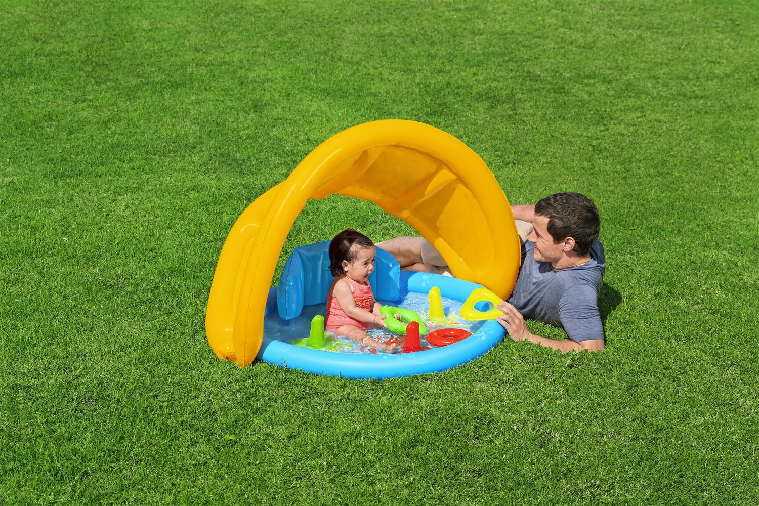 PISCINA INFLABLE CON TECHO Y JUEGOS PARA BEBE S 115X89X76CM - 3