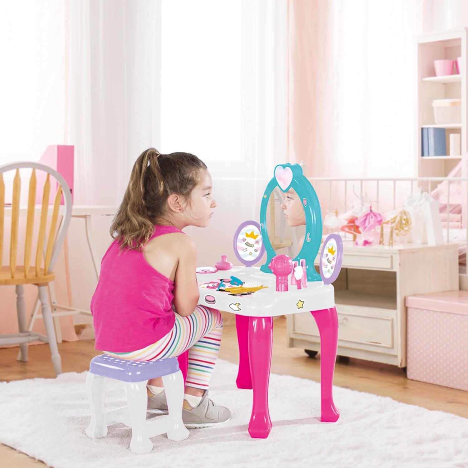TOCADOR MAQUILLAJE PARA NIÑAS CON ESPEJO 47X31X71 CMS DOLU - 2
