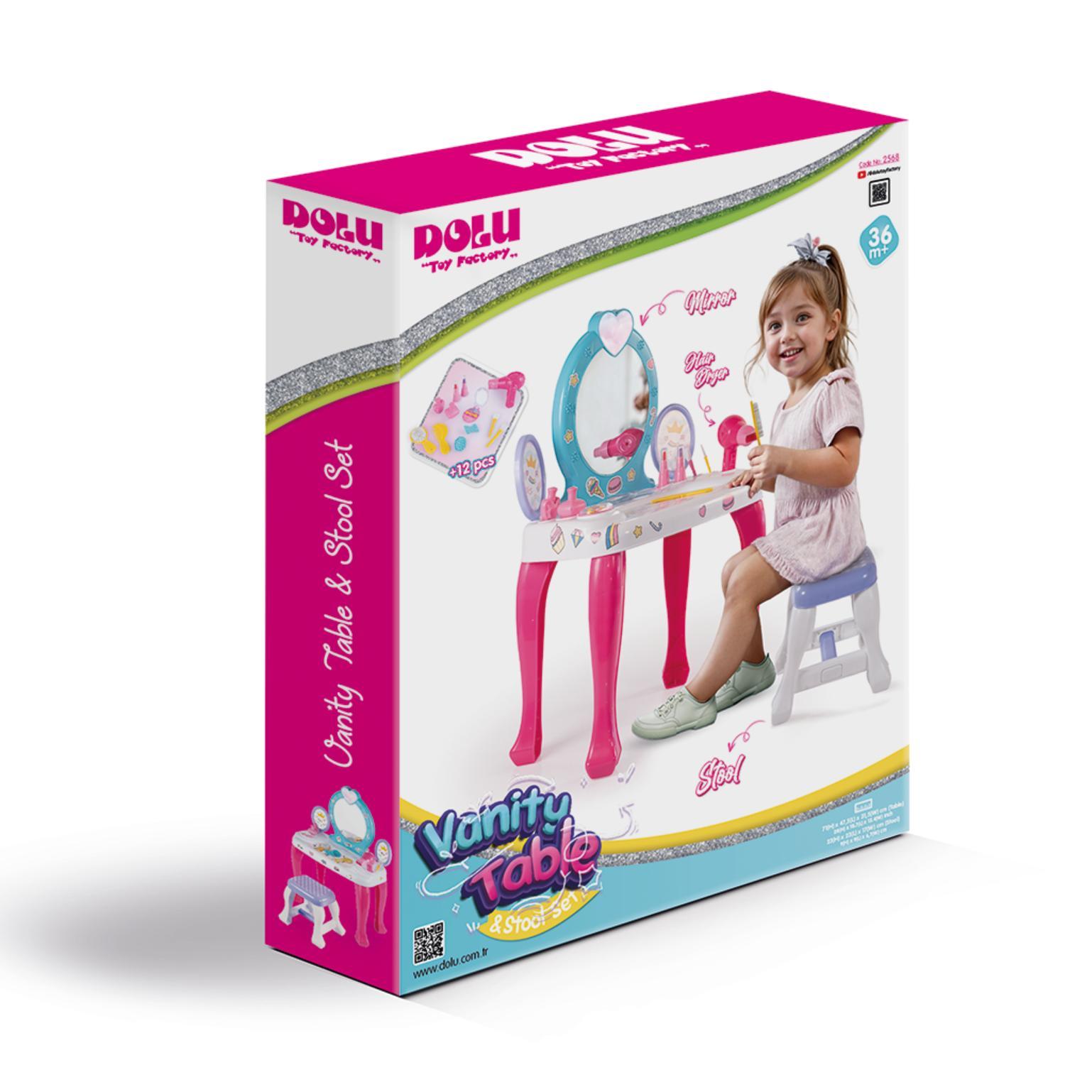 TOCADOR MAQUILLAJE PARA NIÑAS CON ESPEJO 47X31X71 CMS DOLU - 4