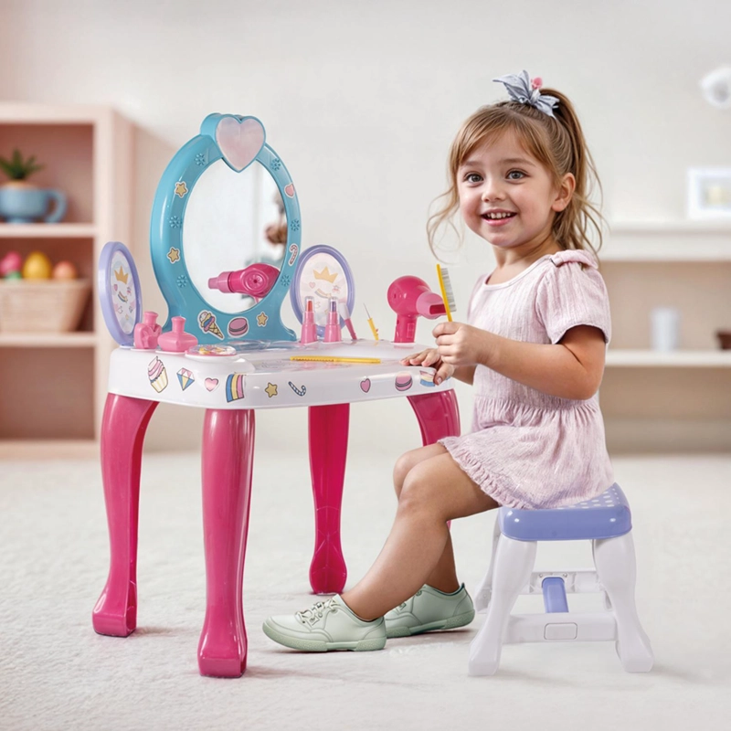 TOCADOR MAQUILLAJE PARA NIÑAS CON ESPEJO 47X31X71 CMS DOLU - 6