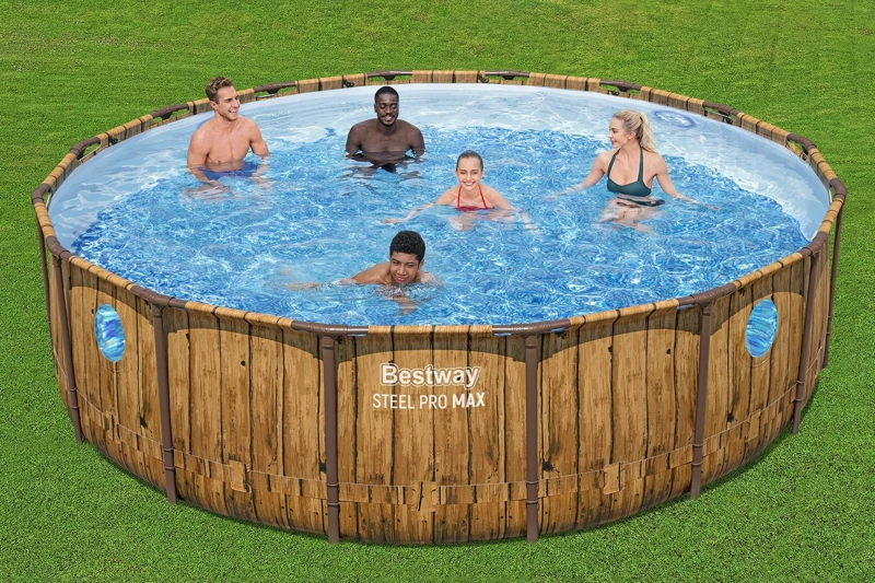 PISCINA BESTWAY REDONDA STEELPRO MAX CON VENTANA 4.88MX1.22M - 4