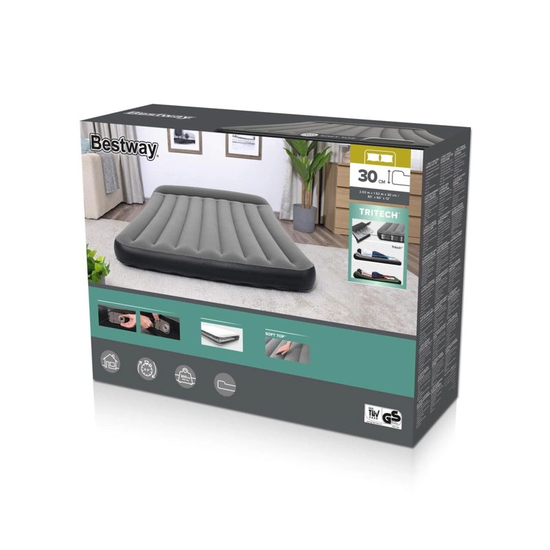 COLCHON INFLABLE ELE CTRICO QUEEN 203 X 152 X 30CM BESTWAY GRIS - 7