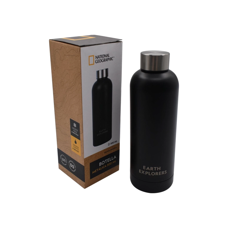 BOTELLA METALICA TE RMICA BOCA ANGOSTA 500ML NEGRA - 1