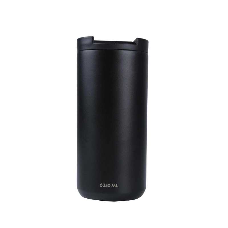MUG ACERO INOXIDABLE TAPA FLIP ANTIDESLIZANTE 350ML NEGRO - 2