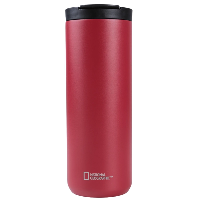 MUG ACERO INOXIDABLE TAPA FLIP ANTIDESLIZANTE 500ML ROJO - 1