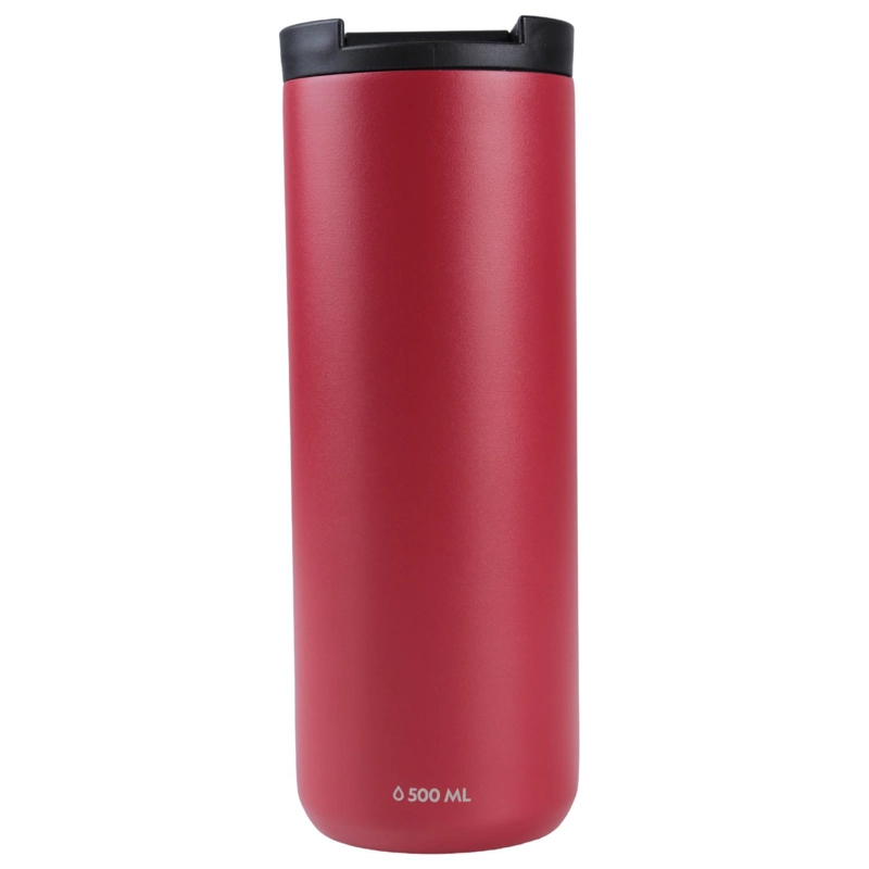 MUG ACERO INOXIDABLE TAPA FLIP ANTIDESLIZANTE 500ML ROJO - 3