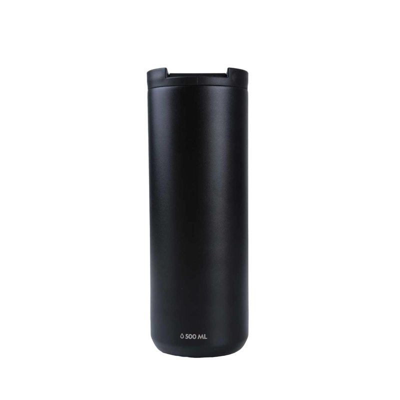 MUG ACERO INOXIDABLE TAPA FLIP ANTIDESLIZANTE 500ML NEGRO - 2