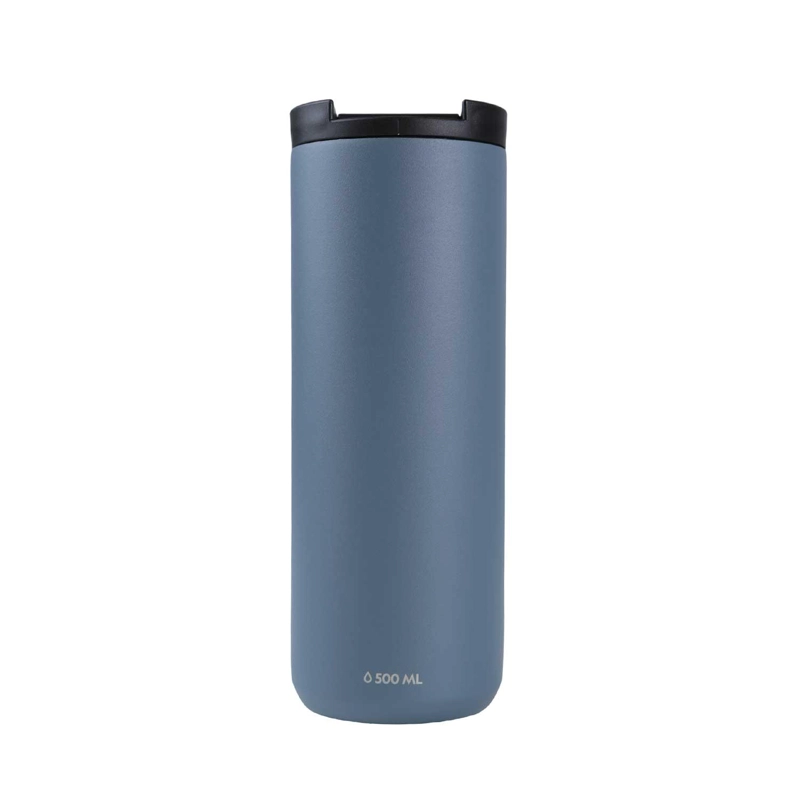 MUG ACERO INOXIDABLE TAPA FLIP ANTIDESLIZANTE 500ML GRIS - 2
