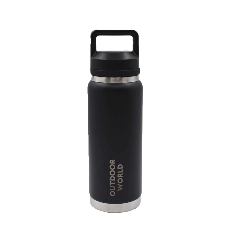 BOTELLA METALICA TE RMICA DOBLE BOCA AJUSTABLE ANGOSTA Y ANCHA 800ML NEGRO - 2