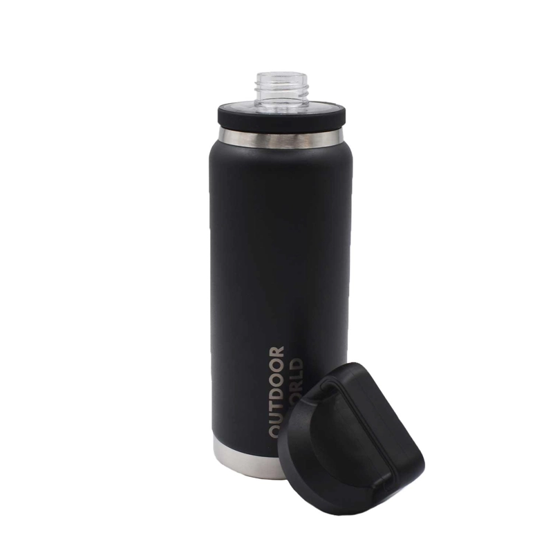 BOTELLA METALICA TE RMICA DOBLE BOCA AJUSTABLE ANGOSTA Y ANCHA 800ML NEGRO - 3