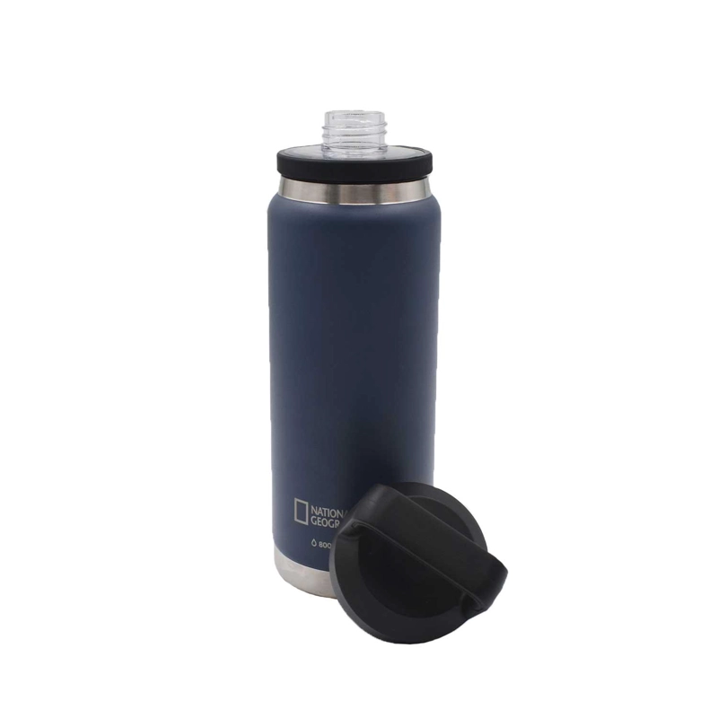BOTELLA METALICA TE RMICA DOBLE BOCA AJUSTABLE ANGOSTA Y ANCHA 800ML AZUL - 3