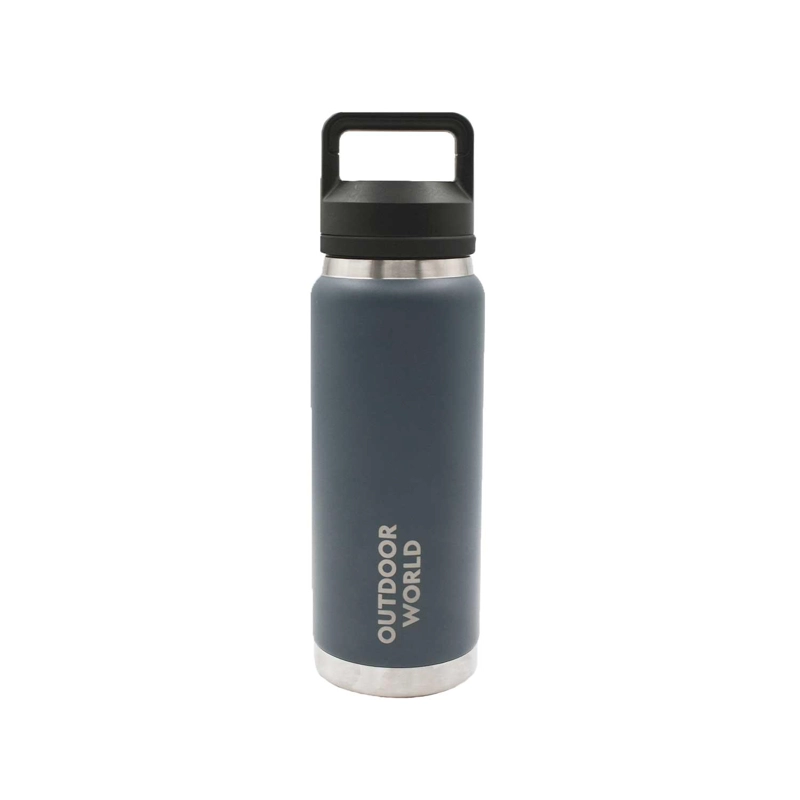 BOTELLA METALICA TE RMICA DOBLE BOCA AJUSTABLE ANGOSTA Y ANCHA 800ML GRIS - 2