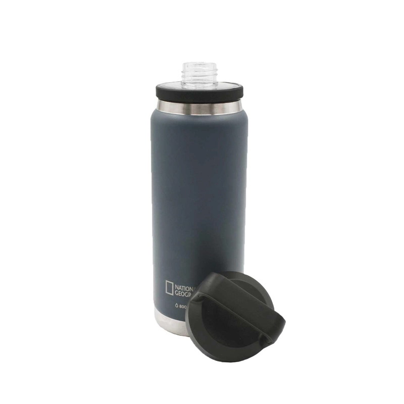 BOTELLA METALICA TE RMICA DOBLE BOCA AJUSTABLE ANGOSTA Y ANCHA 800ML GRIS - 3
