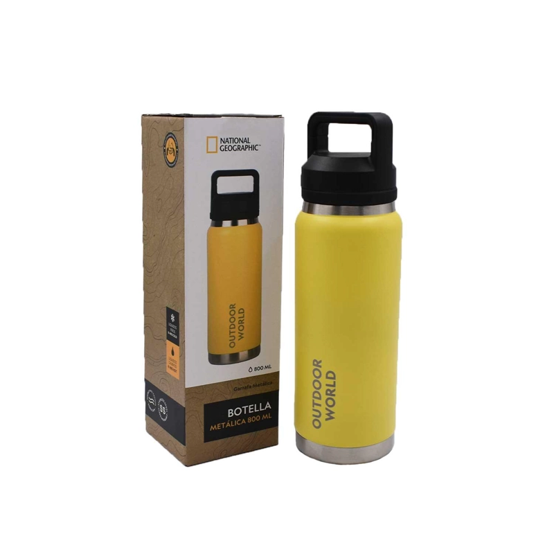 BOTELLA METALICA TE RMICA DOBLE BOCA AJUSTABLE ANGOSTA Y ANCHA 800ML AMARILLO - 1
