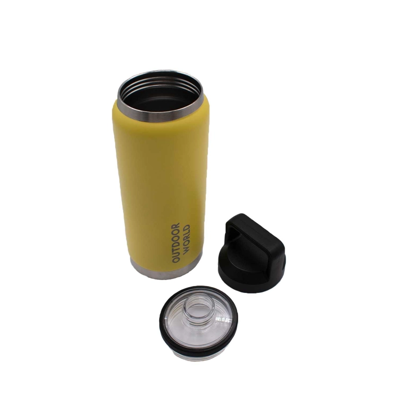 BOTELLA METALICA TE RMICA DOBLE BOCA AJUSTABLE ANGOSTA Y ANCHA 800ML AMARILLO - 4
