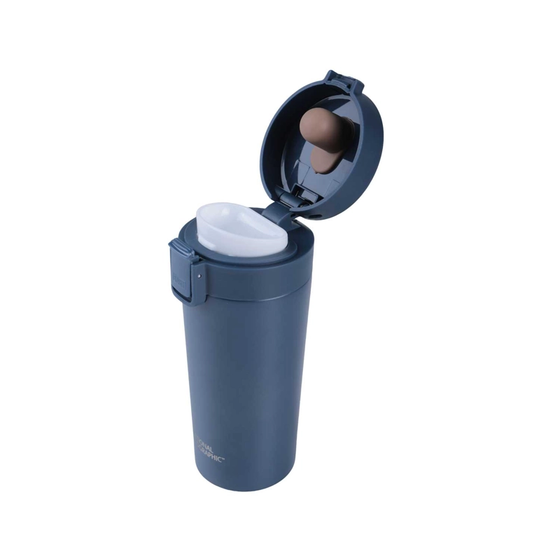MUG ACERO INOXIDABLE TAPA CON PULSADOR Y ANTIDESLIZANTE 380ML AZUL - 3