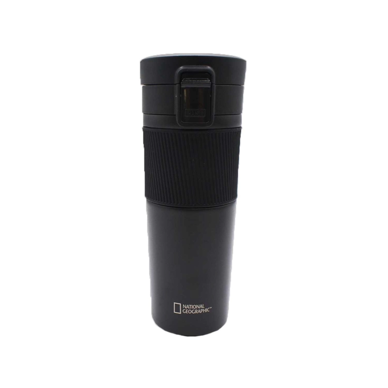 MUG ACERO INOXIDABLE TAPA CON PULSADOR Y ANTIDESLIZANTE 480ML NEGRO - 2