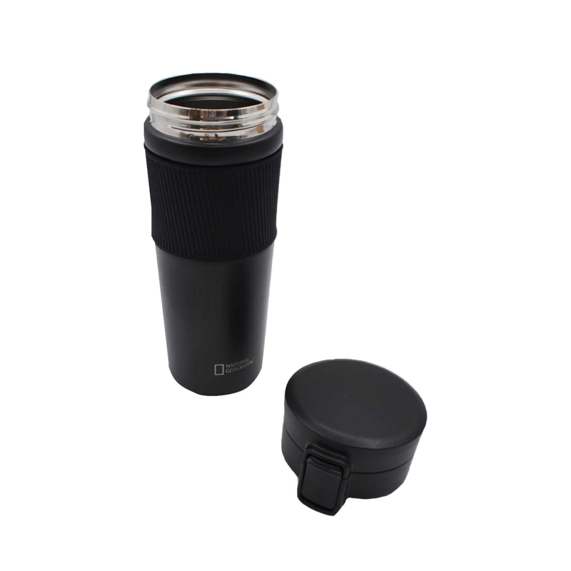 MUG ACERO INOXIDABLE TAPA CON PULSADOR Y ANTIDESLIZANTE 480ML NEGRO - 7