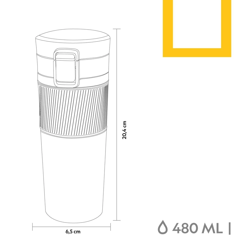 MUG ACERO INOXIDABLE TAPA CON PULSADOR Y ANTIDESLIZANTE 480ML NEGRO - 8