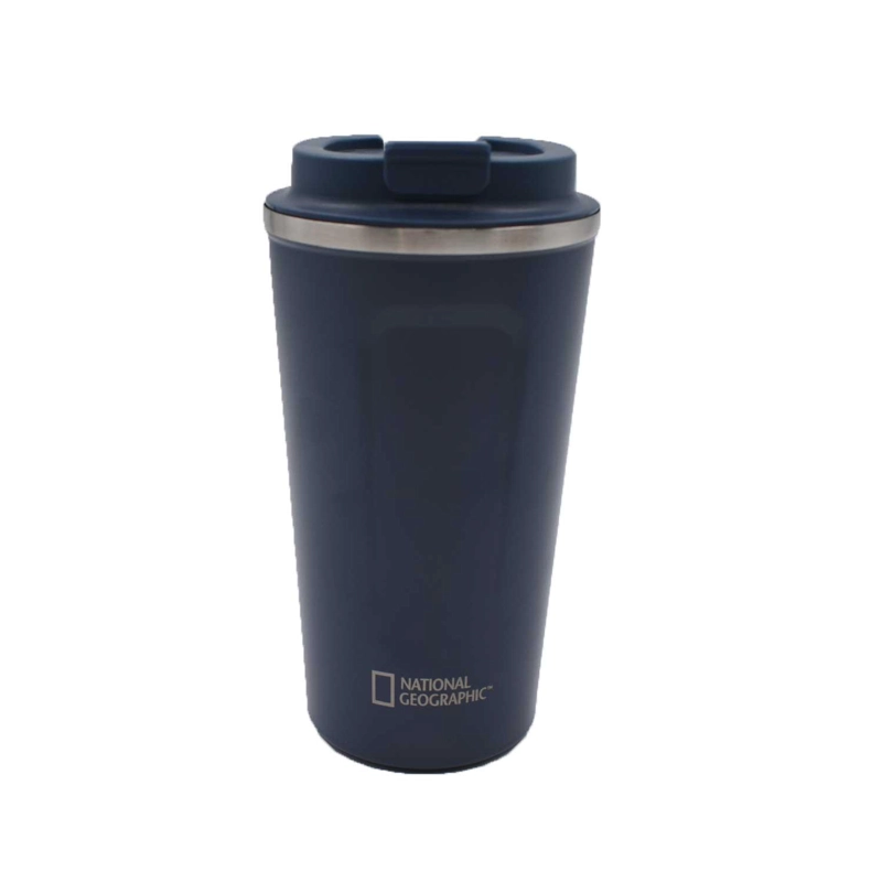 MUG ACERO INOXIDABLE TAPA FLIP ANTIDESLIZANTE 510ML AZUL - 2
