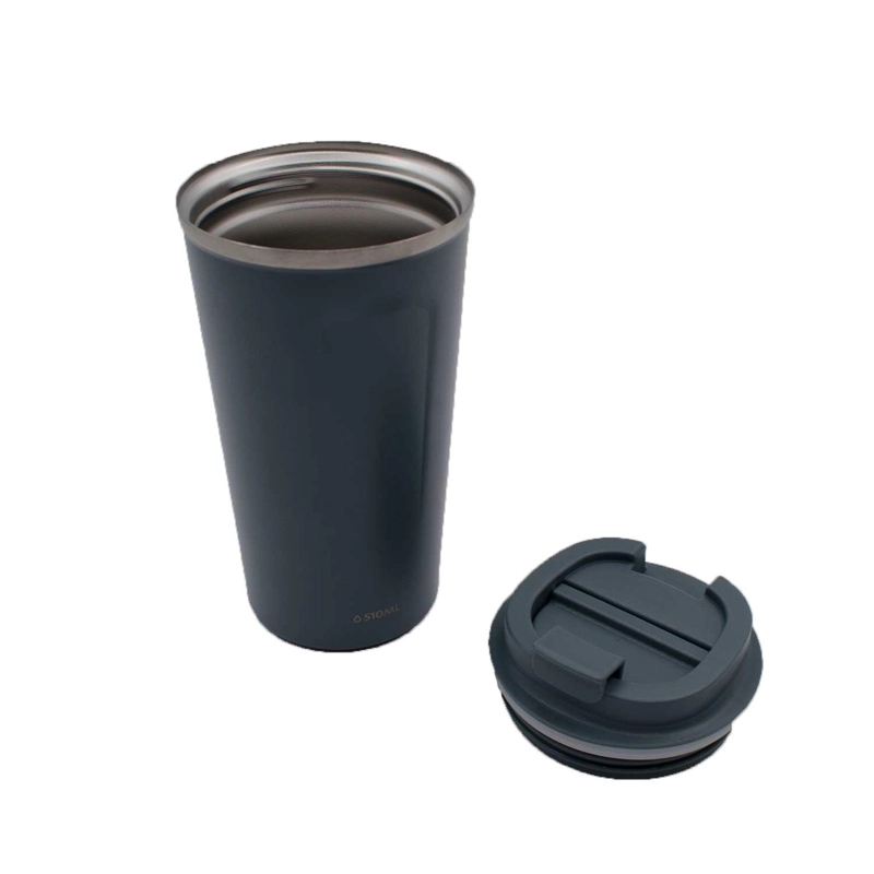 MUG ACERO INOXIDABLE TAPA FLIP ANTIDESLIZANTE 510ML GRIS - 4